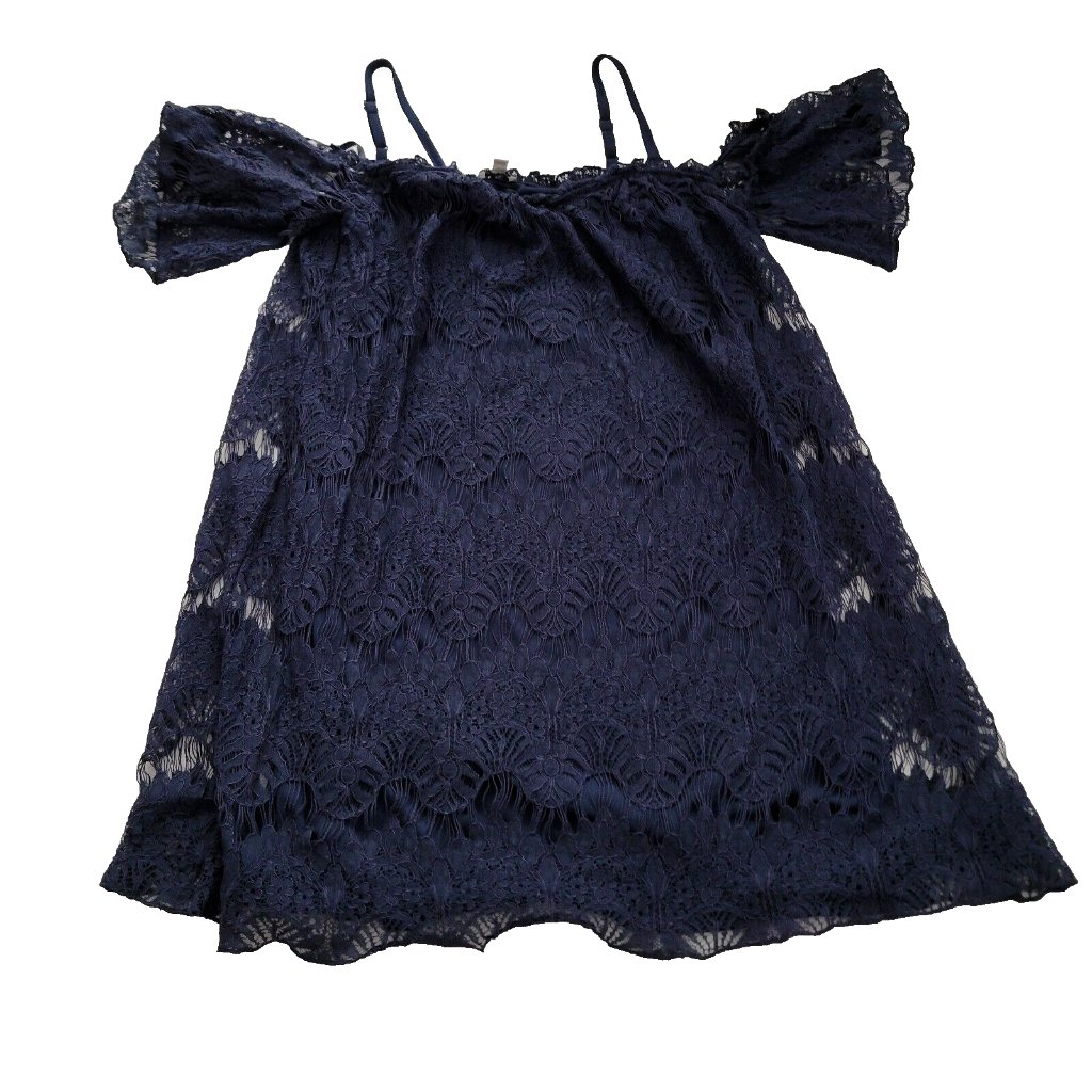 Love Fire Blue Lace Cold Shoulder Dress Lined M